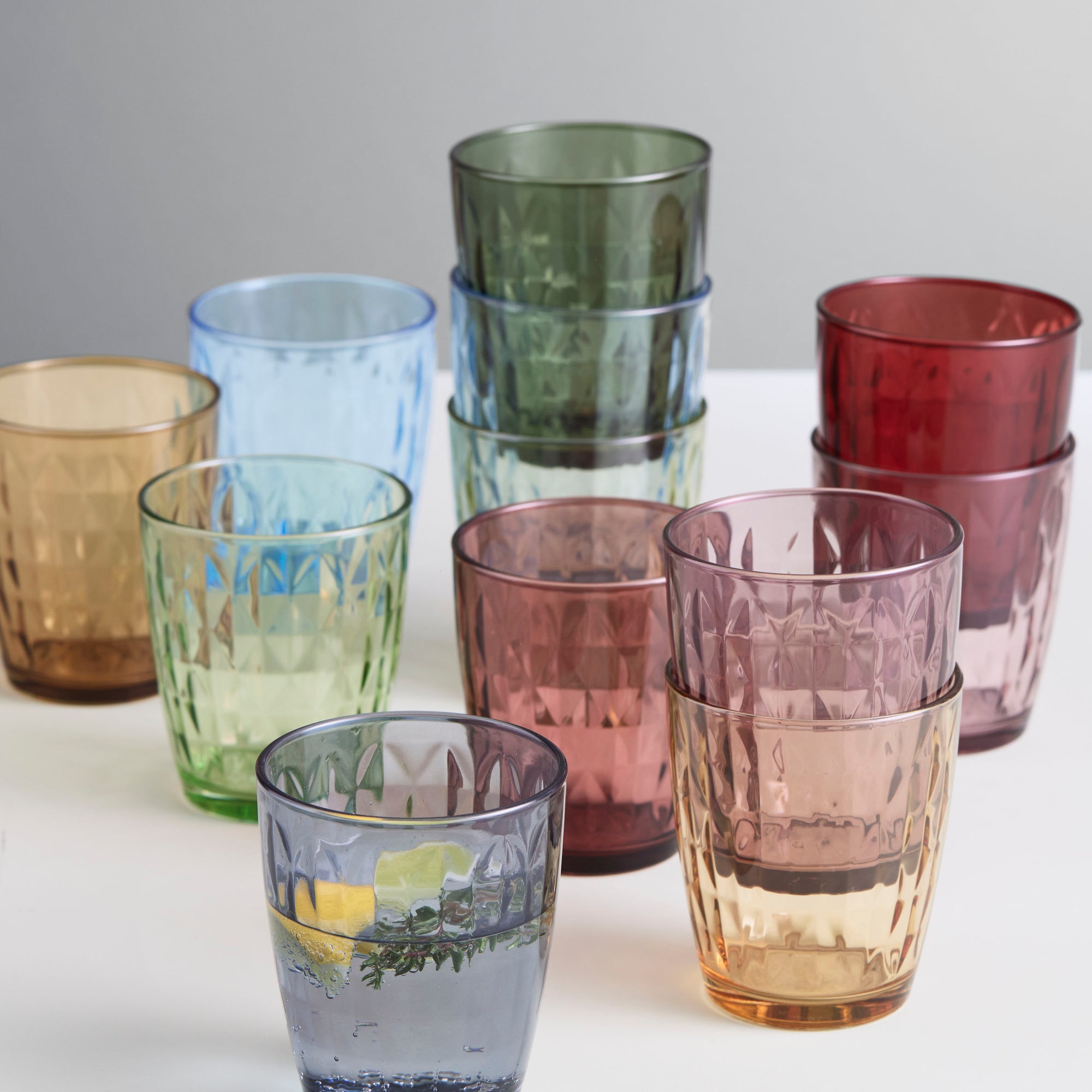 Mosaic water glass 4 pcs. red shades | Multi-colour