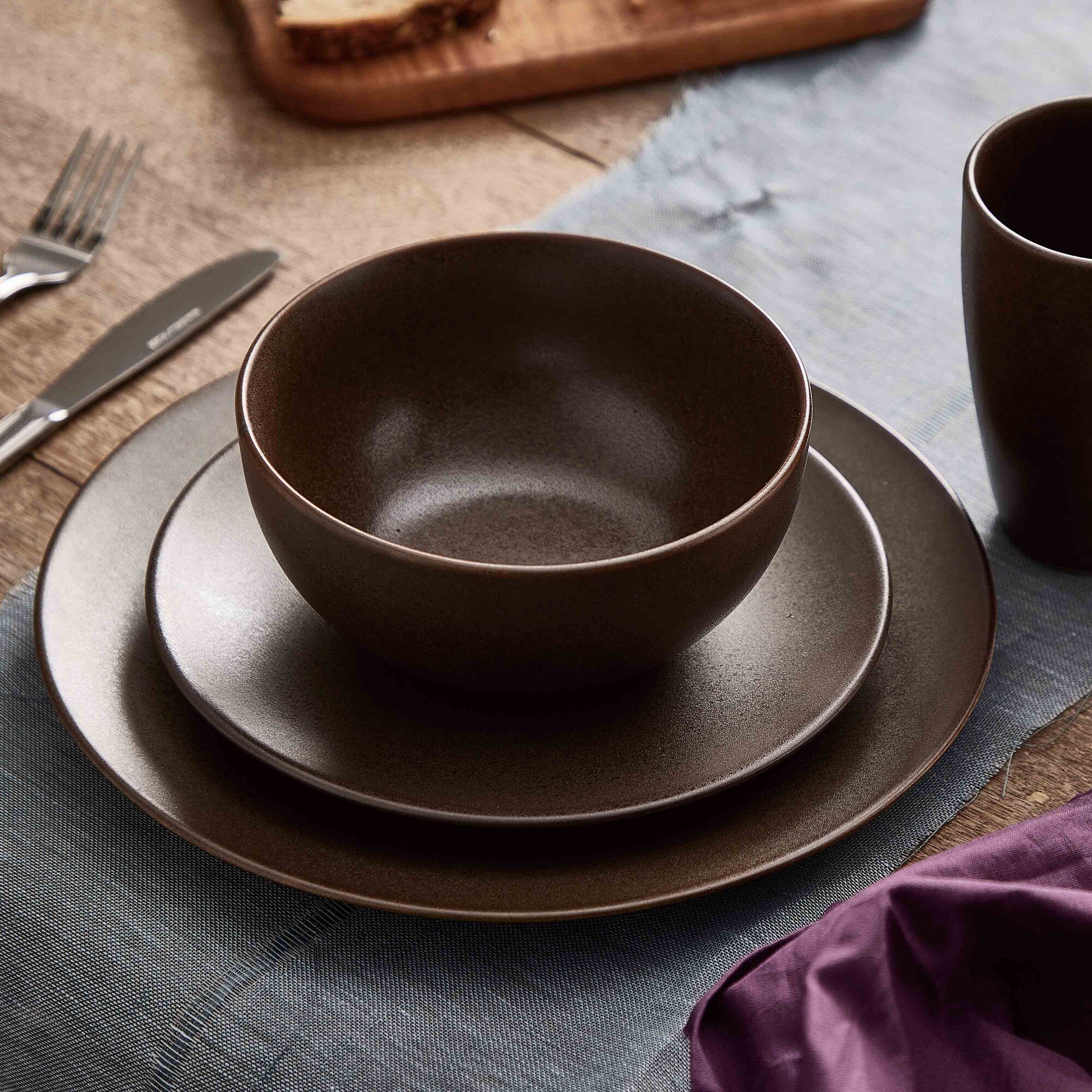 Ceramic Workshop dinner plate | Matte Brown