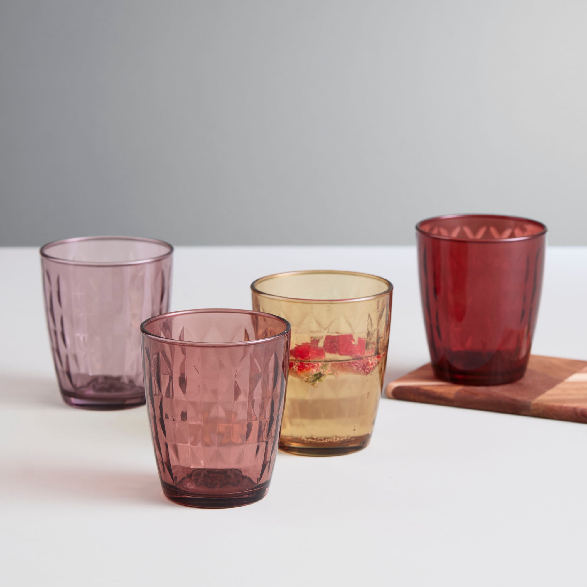 Mosaic water glass 4 pcs. red shades | Multi-colour