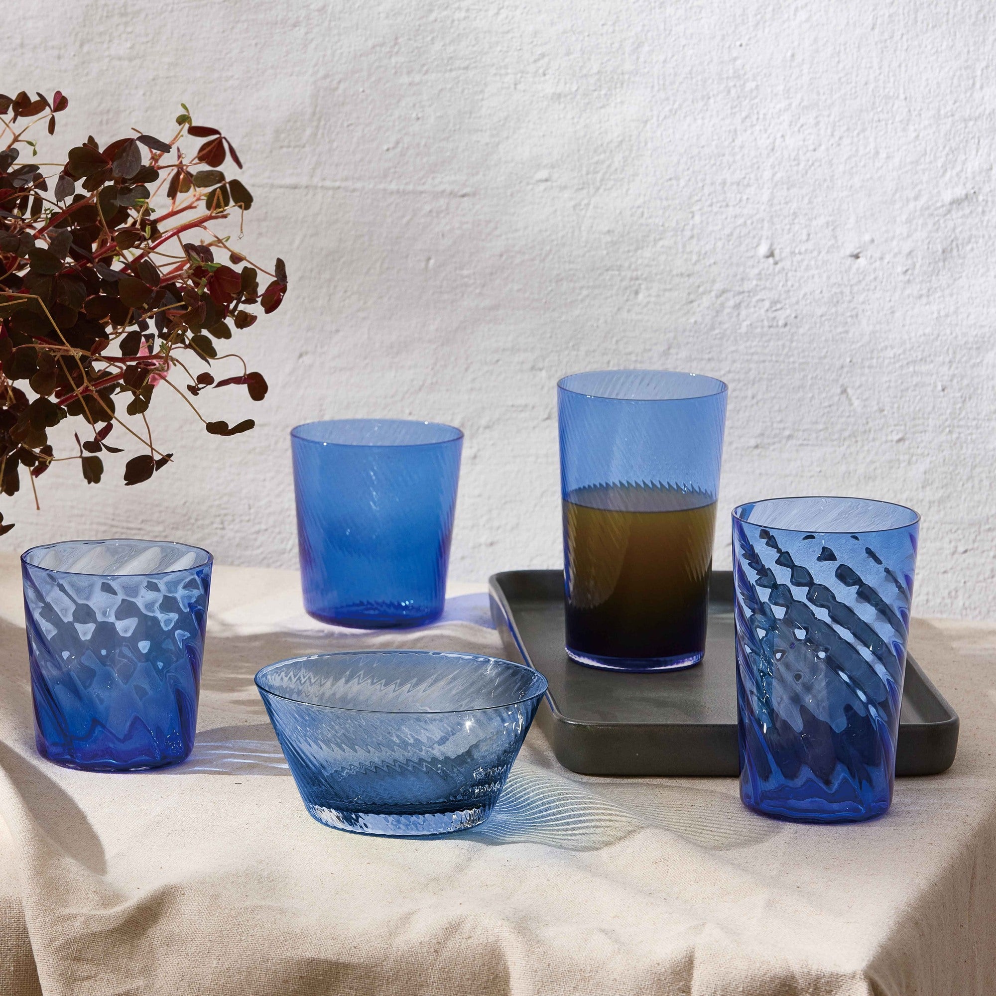 RAW Unique Swirl water glass | Dark blue
