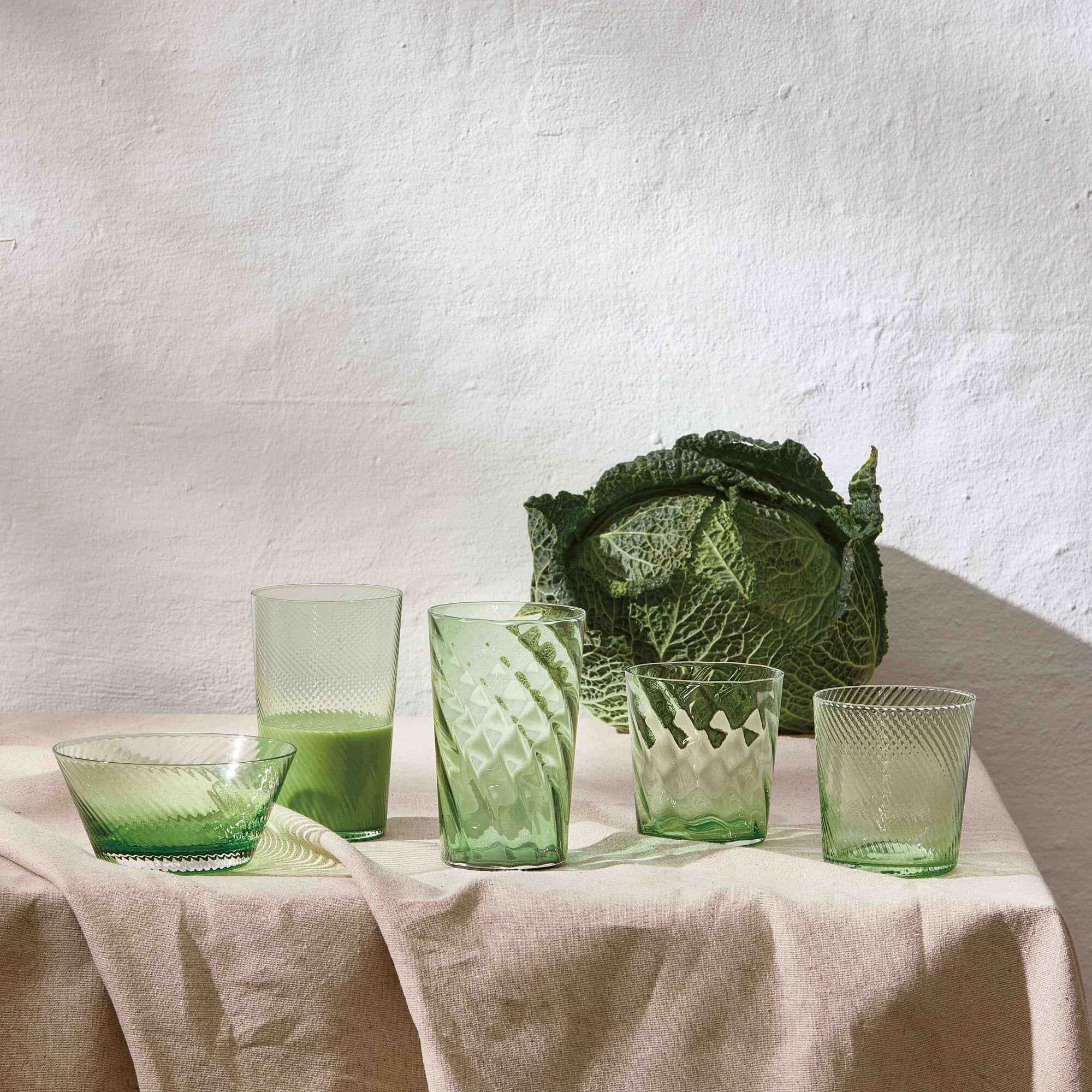 RAW Unique Swirl water glass | Green